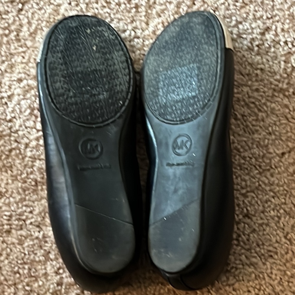 Michael Kors Rover metallic toe cap black leather ballet flats size 5 - Picture 8 of 8